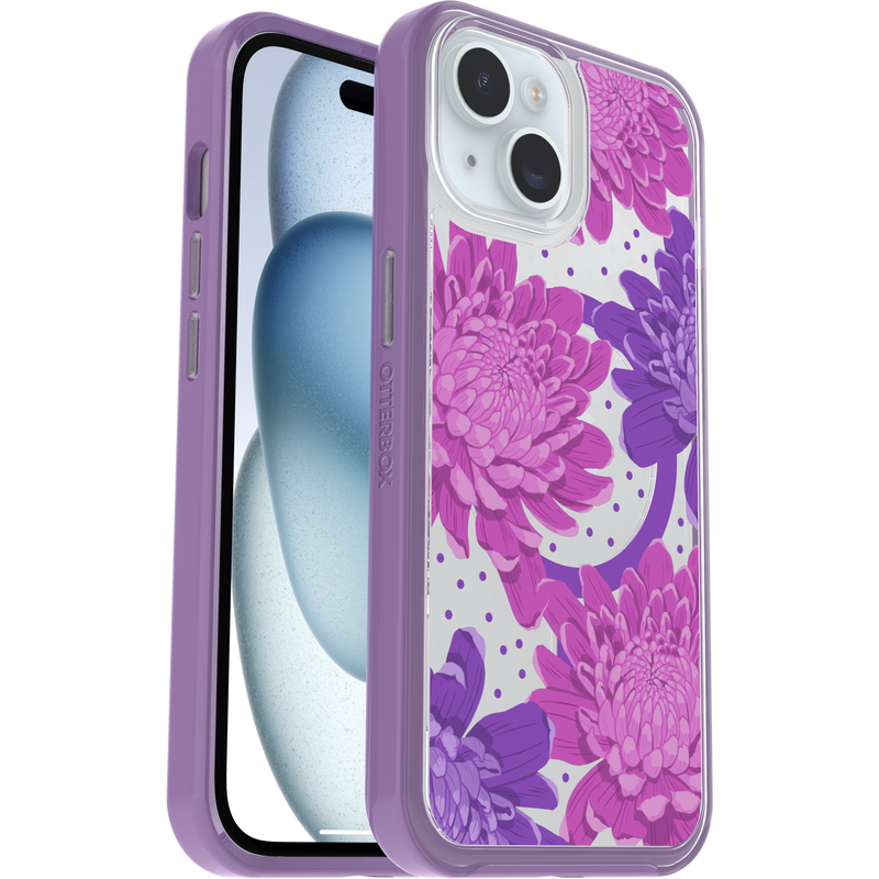 product image 1 - iPhone 15, iPhone 14, and iPhone 13 Case Symmetry Series Clear for MagSafe Fluttering Flora